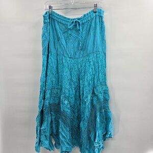 Vintage Y2k Imported Fashion Blue Skirt Maxi Lace Detailing Size XL